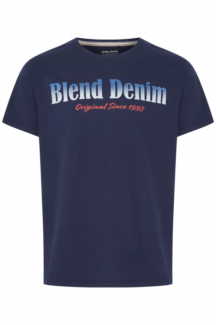 Blend Navy Denim Print T-Shirt