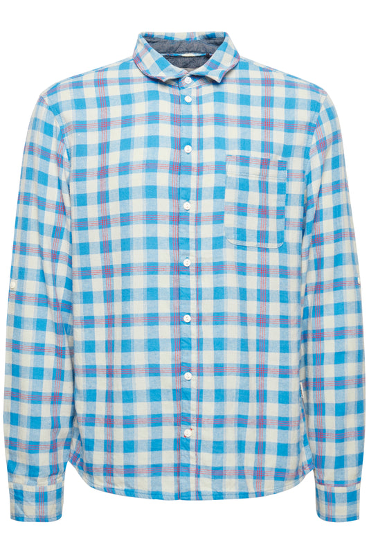 Blend Long Sleeve Check Shirt - Blue