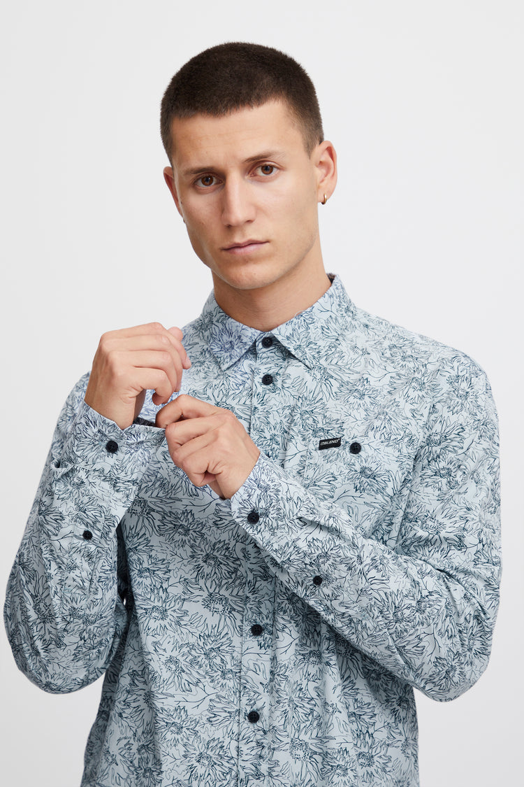 Blend Long Sleeve Printed Shirt - Navy