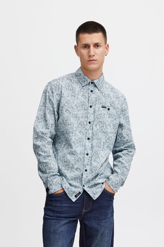 Blend Long Sleeve Printed Shirt - Navy