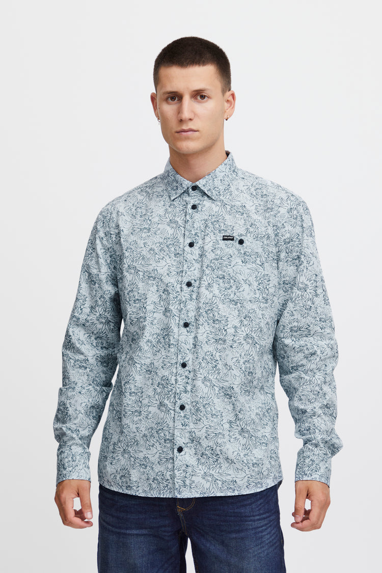 Blend Long Sleeve Printed Shirt - Navy