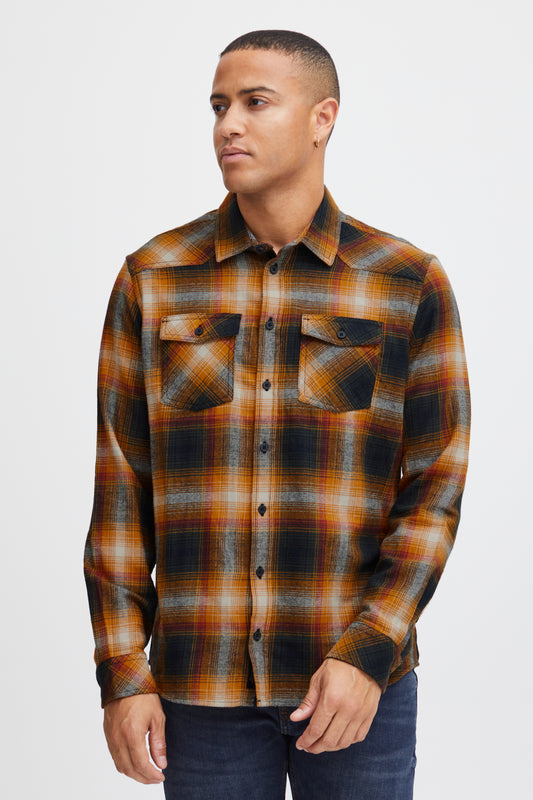 Blend Check Shirt - Navy/Rust