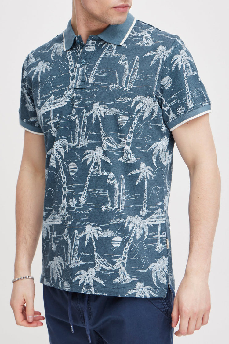 Blend Blue Island Print Polo