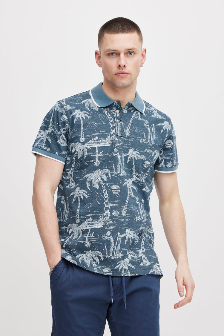 Blend Blue Island Print Polo