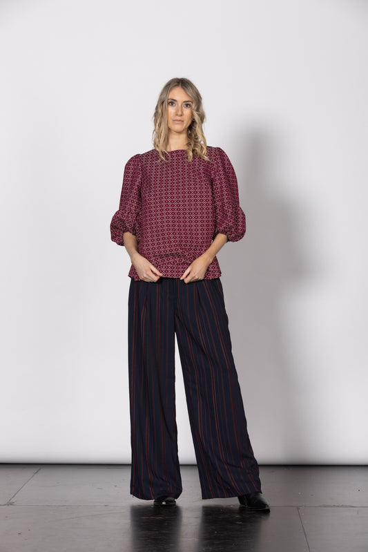 Dressed Direction Top - Maroon Weave