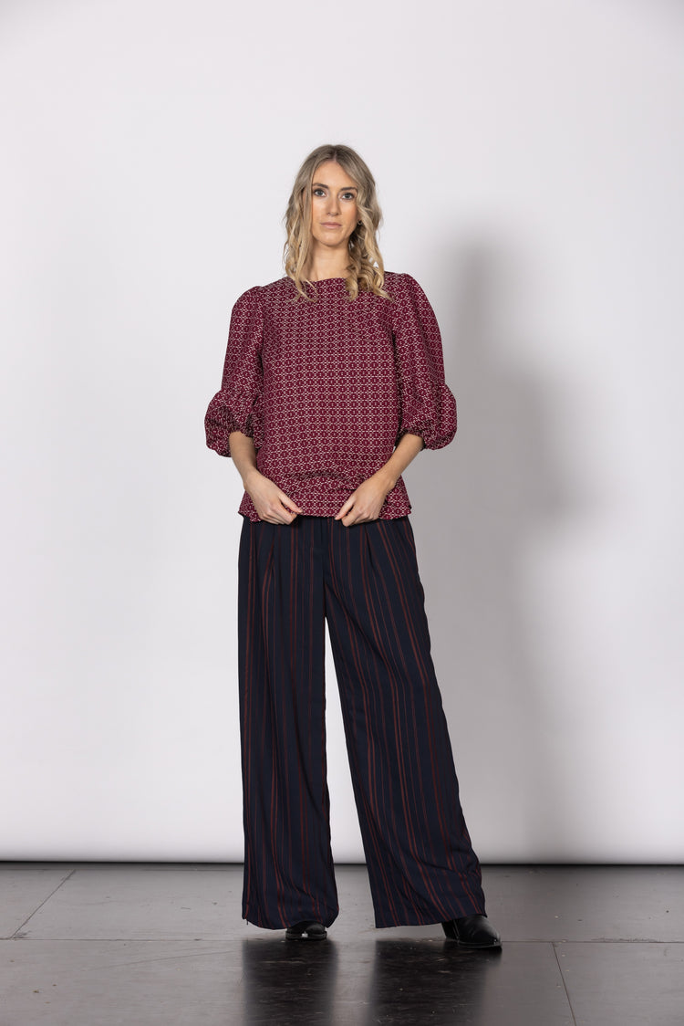 Dressed Direction Top - Maroon Weave