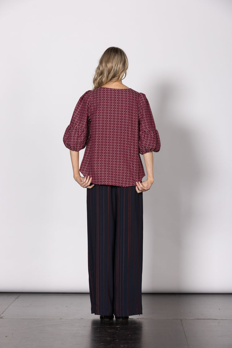 Dressed Direction Top - Maroon Weave