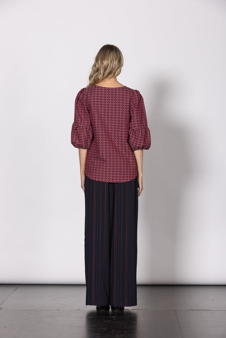 Dressed Direction Top - Maroon Weave