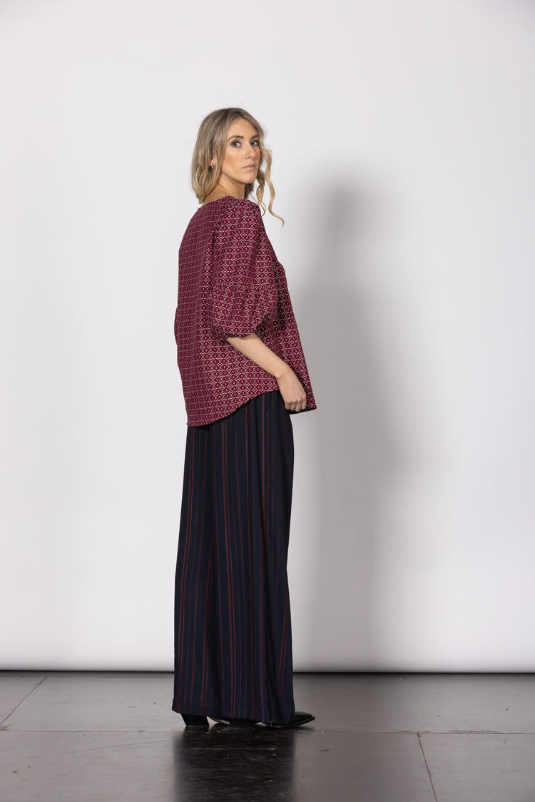 Dressed Direction Top - Maroon Weave