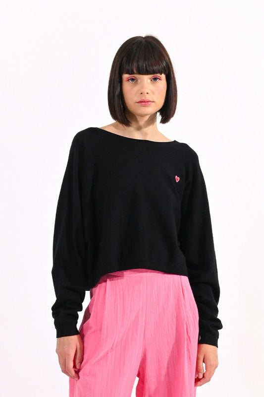 Lili Sidonio Black Cropped Sweater