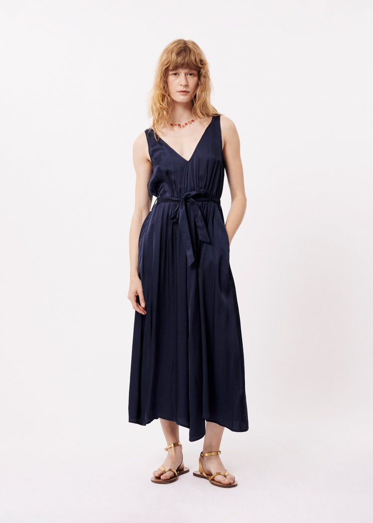 FRNCH Achouak Navy Midi Dress