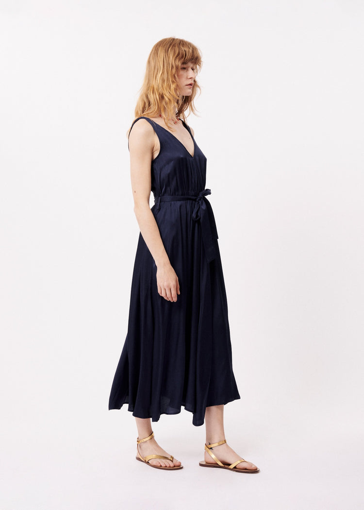 FRNCH Achouak Navy Midi Dress