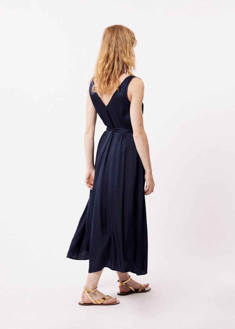 FRNCH Achouak Navy Midi Dress