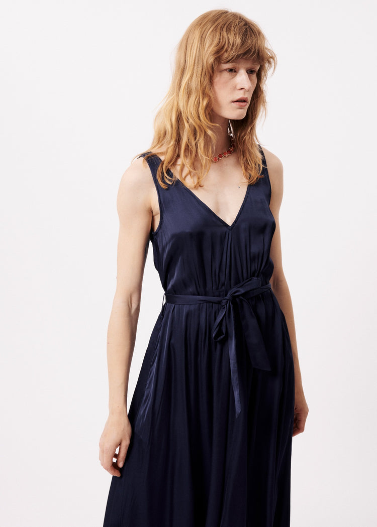 FRNCH Achouak Navy Midi Dress