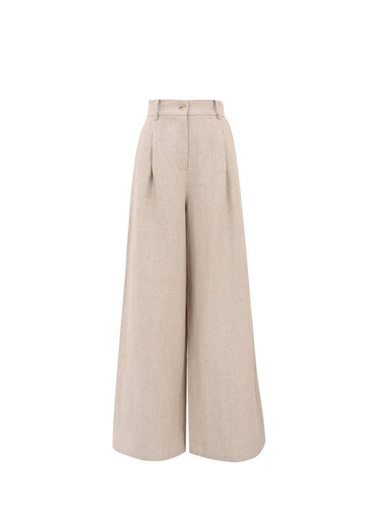 FRNCH Beige Linen Blend Philo Pants