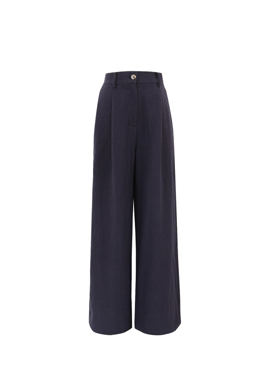 FRNCH Navy Linen Blend Philo Pants