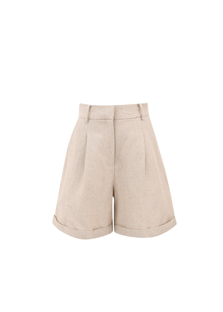 FRNCH Beige Linen Blend Coraline Short