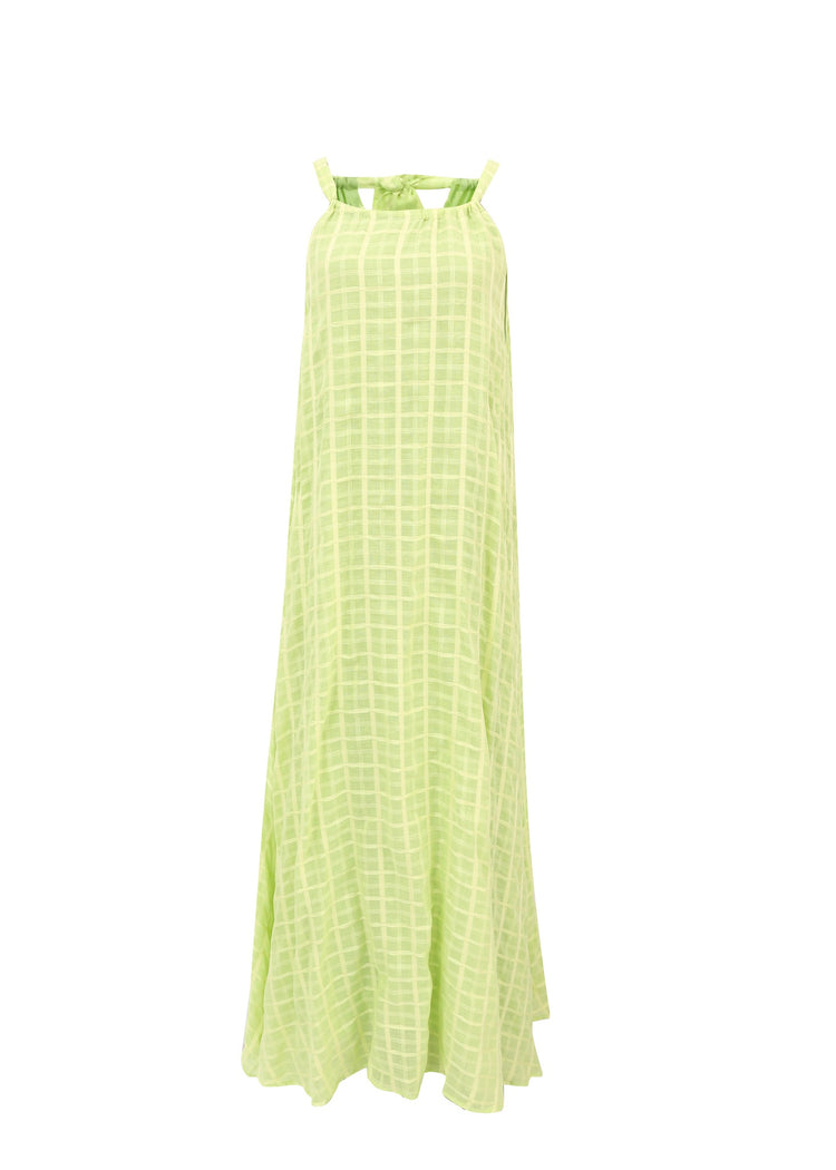 FRNCH Green Checked Maxi Auriane Dress