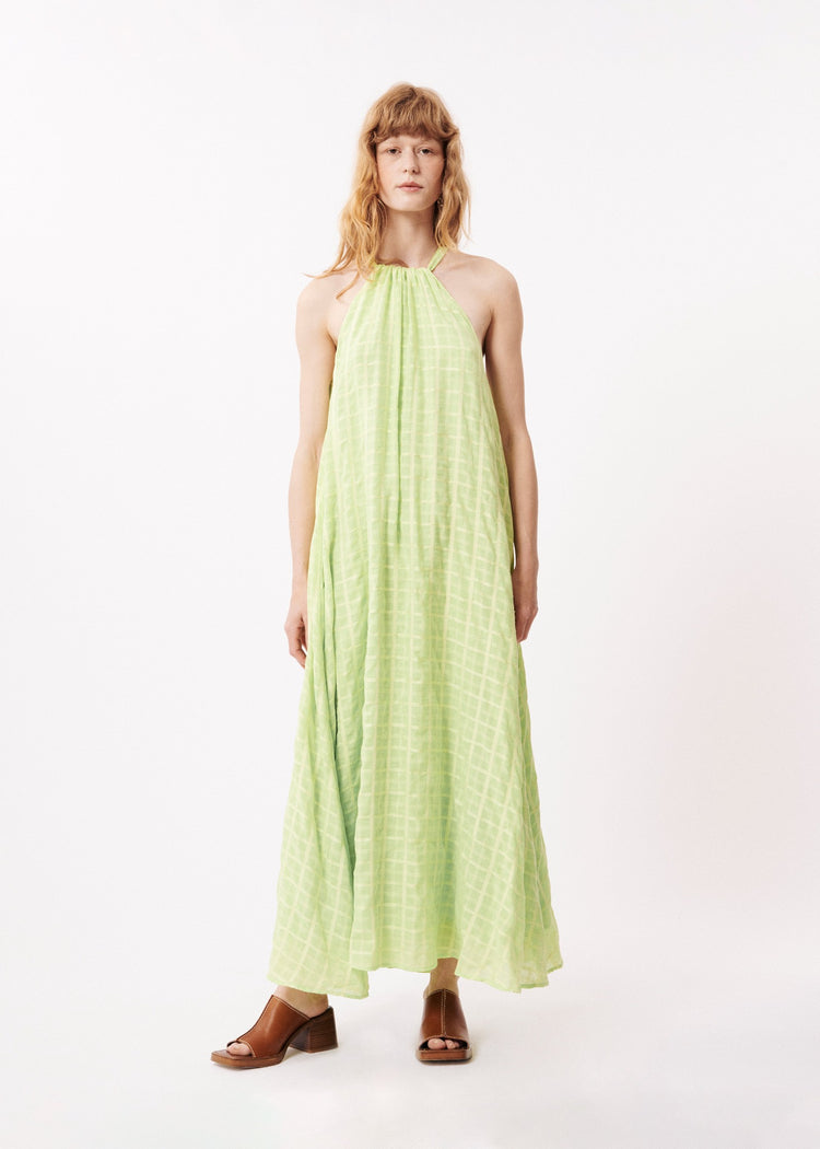 FRNCH Green Checked Maxi Auriane Dress