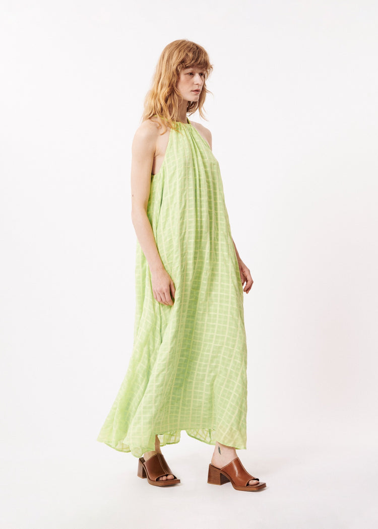 FRNCH Green Checked Maxi Auriane Dress