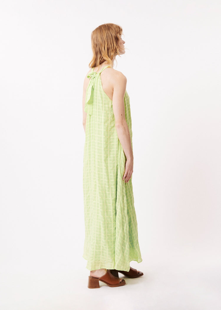 FRNCH Green Checked Maxi Auriane Dress