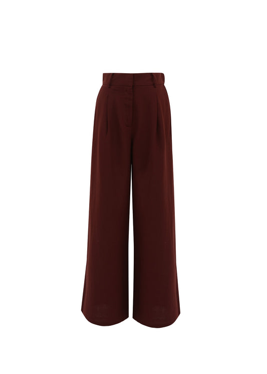 FRNCH Brown Linen Blend Paverdy Pants