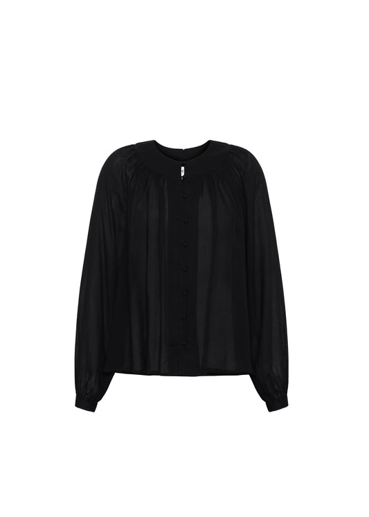 FRNCH Black Button Up Philipine Shirt