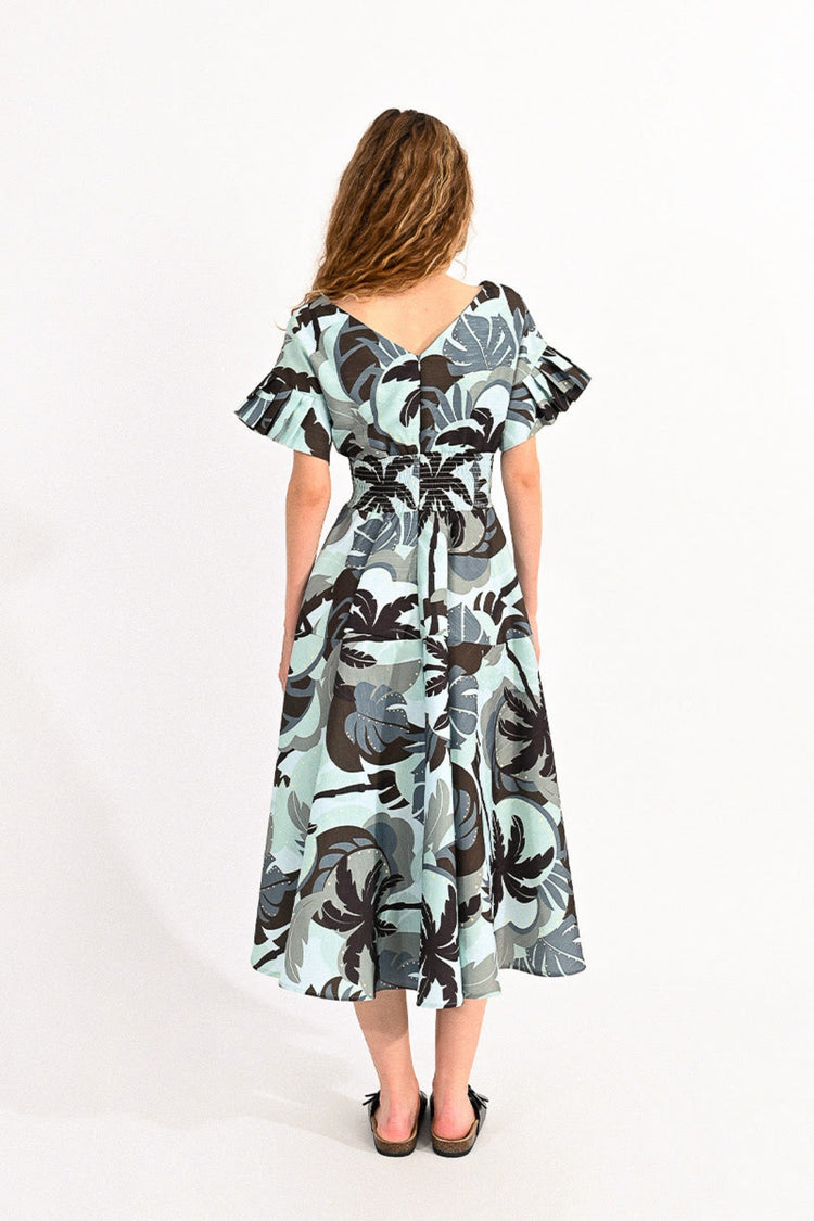 Lili Sidonio Khaki Print Midi Dress