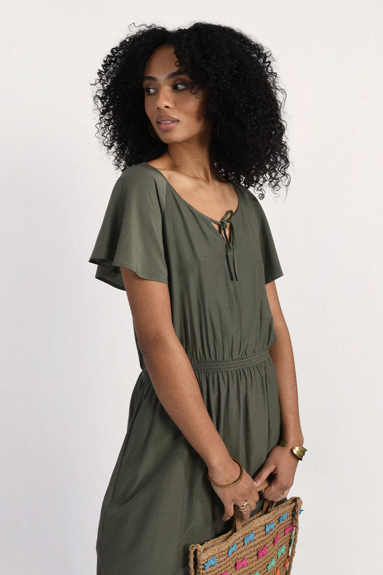 Molly Bracken Fit and Flare Khaki Dress