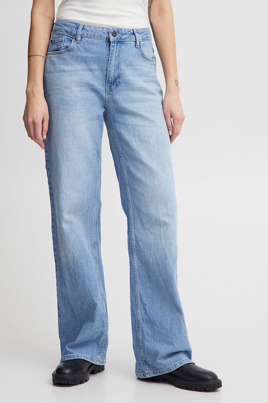 Pulz Vega Jeans Ultra Highwaist Wide Leg - Light Blue Denim