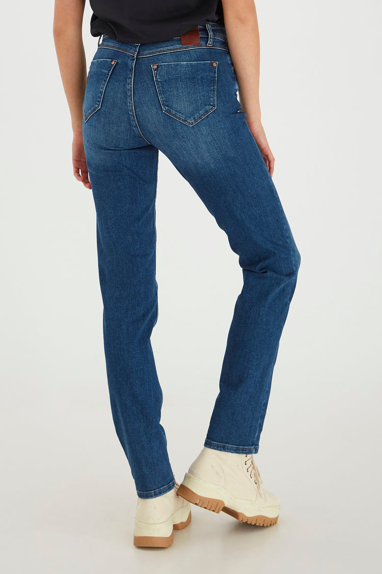 Pulz Emma Jeans Highwaist Straight Leg - Medium Denim Blue