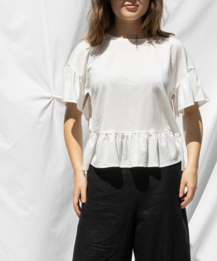 Dressed Florence Ruffle Top Ivory